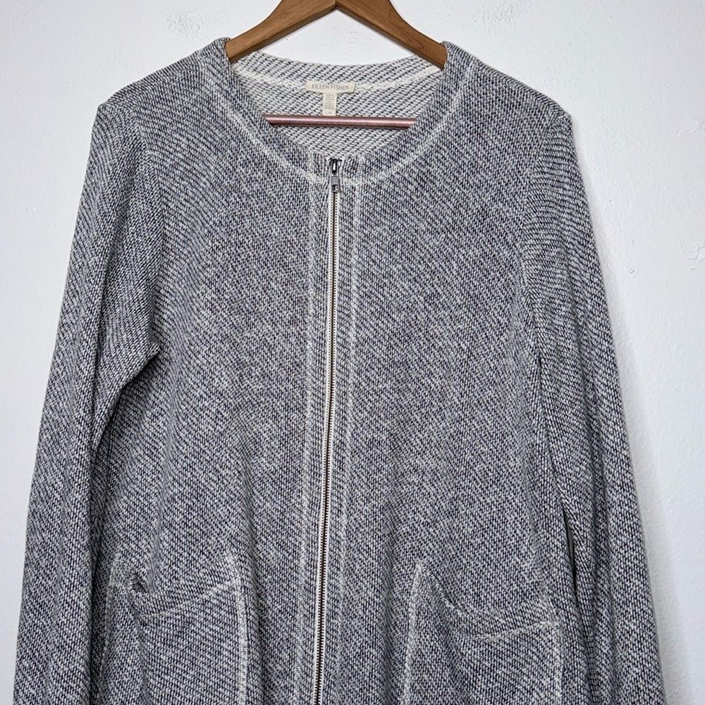 EILEEN FISHER Organic Cotton Terry Zip Cardigan Womens Size Large - Picture 3 of 7